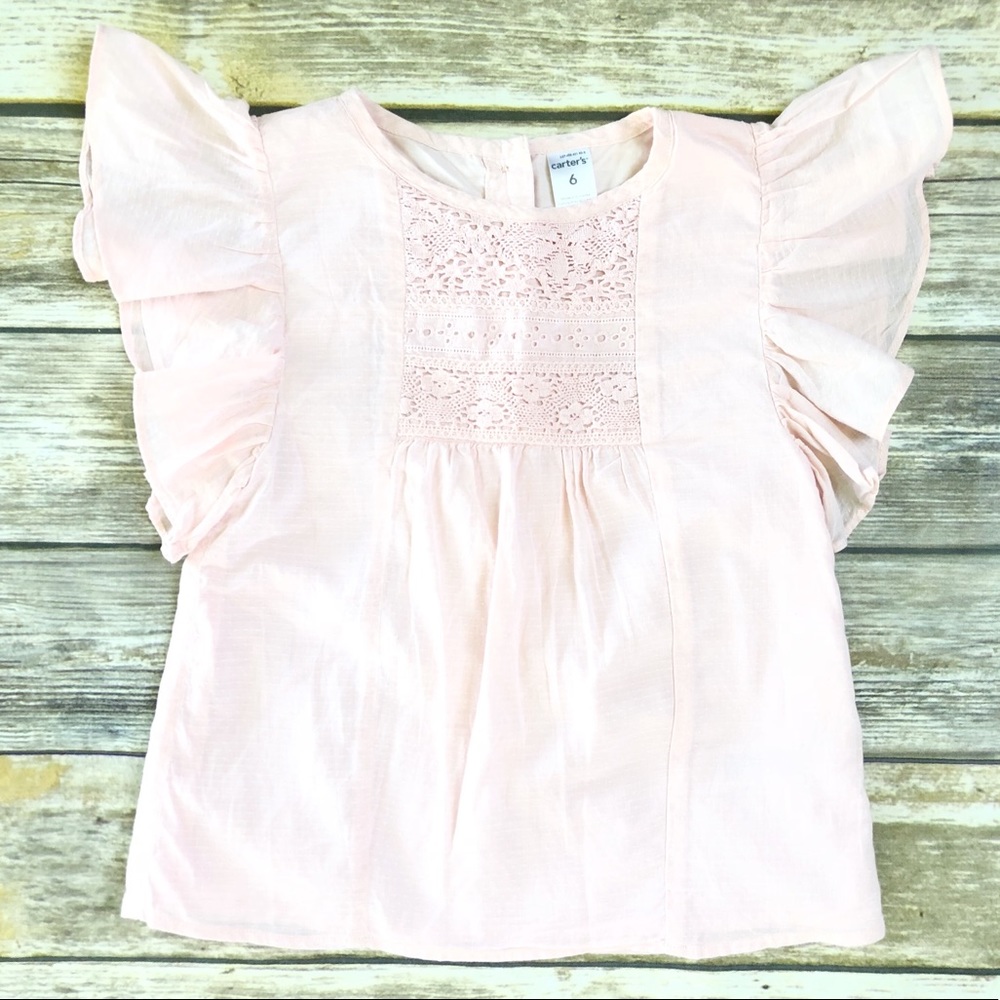 Girls Pale Pink Flutter Sleeve Top